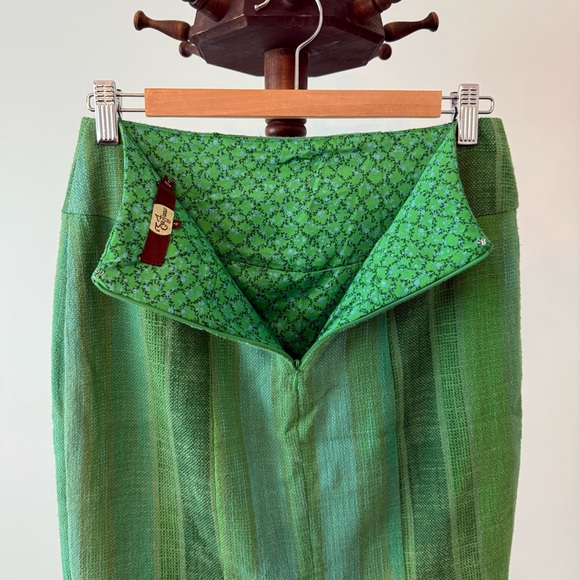 Eva Franco Green Striped Pencil Skirt Sz S - Picture 6 of 12